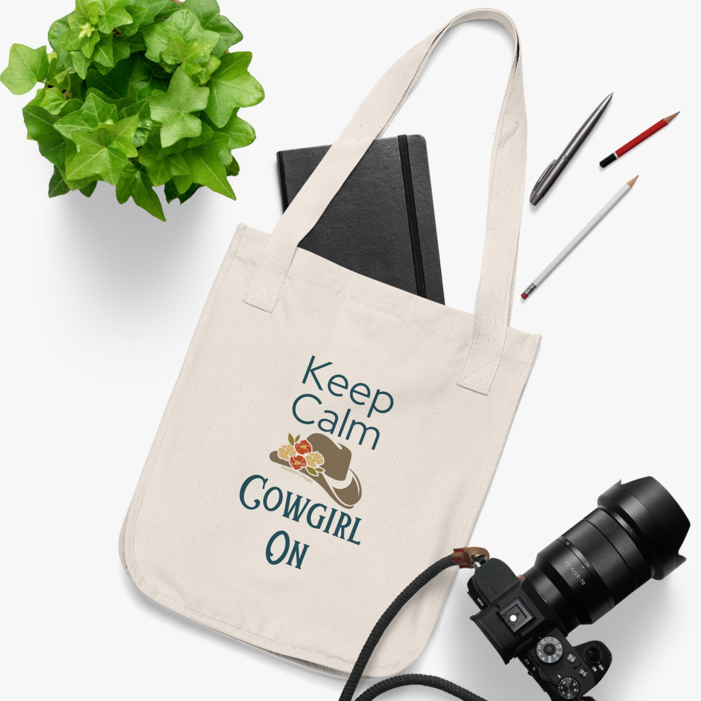 Keep Calm, Cowgirl On - Organic Canvas Tote Bag